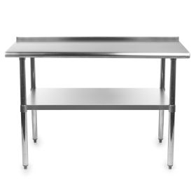 Heavy Duty 48 x 24 inch Stainless Steel Kitchen Prep Work Table with Backsplash