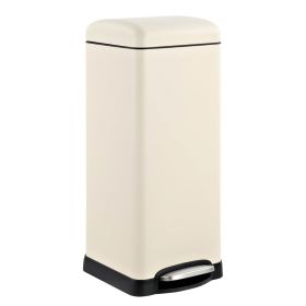 8-Gallon Retro Stainless Steel Step-On Trash Can in Light Almond Beige Finish