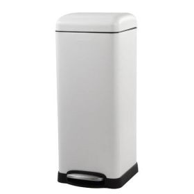 8-Gallon Retro Stainless Steel Step-On Trash Can in White Finish