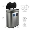 Dual Stainless Steel 18-Gallon Trash Can Recycle Bin with Motion Sensor Lid