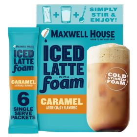 Maxwell House Iced Caramel Latte with Foam Instant Coffee Drink Mix, 5.82 oz, 6 Packets