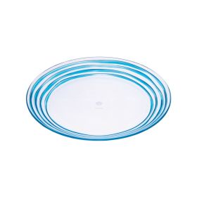 Designer Swirl 9" Plastic Dessert Plates Set of 4, Blue Plastic Plates, Kitchen Plates for All Occasions BPA Free Dishwasher Safe