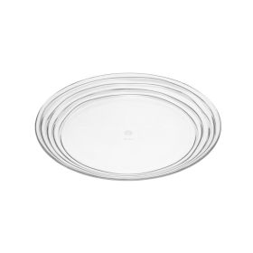 Designer Swirl 9" Plastic Dessert Plates Set of 4, Crystal Clear Plastic Plates, Kitchen Plates for All Occasions BPA Free Dishwasher Safe