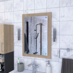 Devoux Rectangle Bathroom Mirror Light Pine