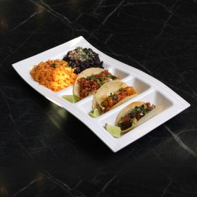 Fine China Taco Plate (Set of 2), Ceramic Sushi Platter, Dinner Plate, Stylish Serving Plate, Veggie Tray, Dessert Platter | Stackable
