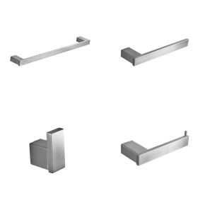 New 4 Pieces Bathroom Hardware Accessories Set Towel Bar Towel Holder Robe Hook Toilet Paper Holder Stainless Steel