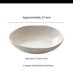 Korean Style Splash Ink Irregular Shaped Ceramic Bowl (Option: Oval Sesame Dot-750ml)