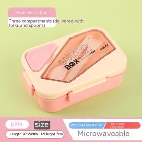 Lunch Box Simple Single-layer Outdoor Box Microwaveable With Sauce (Color: Pink)