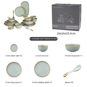 Hotel Household Ceramic Golden Trim Dishes Chopstick Cover (Option: 9 Pieces Set)