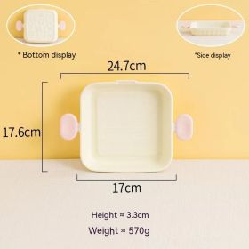 Cream Color Binaural Ceramic Ovenware (Option: White Binaural Square Plate-Macaron Tableware)