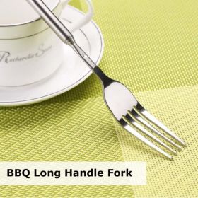 Creative Telescopic Tableware Stainless Steel Barbecue Fork (Color: Silver)