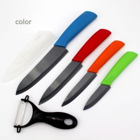 Colorful Handle Black Blade Ceramic Knife Set Of Five (Option: Color)