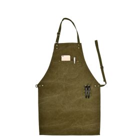 Barber Baking Coffee Shop Gardening Thickened Canvas Apron (Option: Army Green-Free Size)