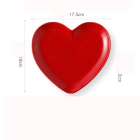 Microwave Oven Love Plate Household Desserts Dish (Color: Red)