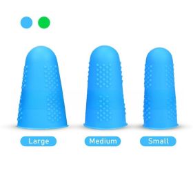 Silicone Finger Stall Anti-scald Non-slip High Temperature Resistant Fingertip Protective Cover With Particles Three Yards Food Grade (Color: Blue)