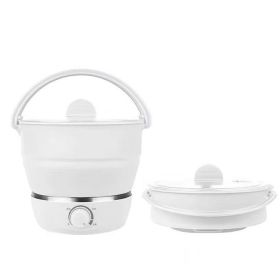 Portable Travel Folding Electric Cooker Multifunctional Electric Hot Pot Food Grade Silicone Dormitory Mini Electric Cooker (Option: White-110V US)