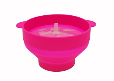 Microwave Oven Popcorn Machine Silicone Small Popcorn Bucket Bowl With Cover Foldable (Option: Rose Red)