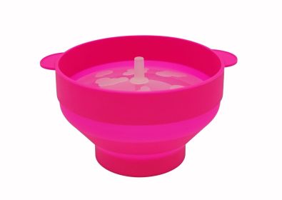 Microwave Oven Popcorn Machine Silicone Small Popcorn Bucket Bowl With Cover Foldable (Option: Rose Red)