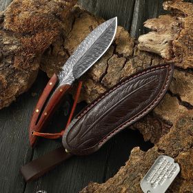 Outdoor Survival Integrated Camping Handle Meat Multi-functional Knife (Option: Feather Knife-Caramel)