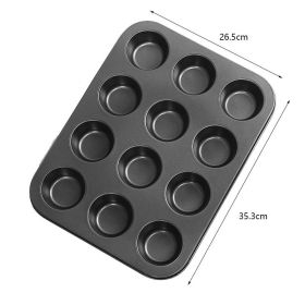 Oven Home Baking Tools Suit 12-piece Cake Mold (Option: 12flat cup black)