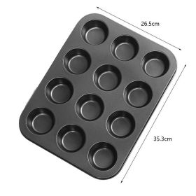 Oven Home Baking Tools Suit 12-piece Cake Mold (Option: 12flat cup black)