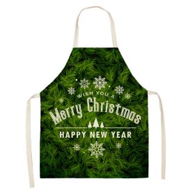 Household Green Series Christmas Dog Linen Apron Used In Kitchen (Option: Style 1-38x47cm)