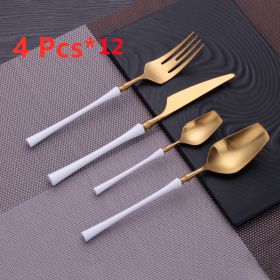 Four-piece Stainless Steel Cutlery Spoon (Option: White gold-12Sets)