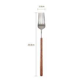 Stainless Steel Western Tableware Retro Rosewood Wooden Handle Knife, Fork And Spoon (Option: Natural Color Dinner Fork)