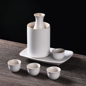 Japanese Style Wine-warmer Sake Set Gift Set Small Wine Pot Ceramic Restaurant Wine Set Ceramic (Option: Stoneware White)