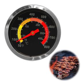 New Stainless Steel Smoker Grill Thermometer (Color: black)