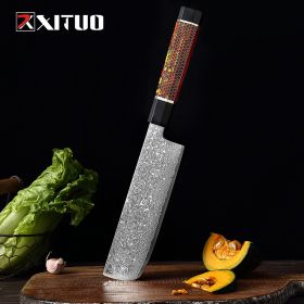 Octagonal Resin Honeycomb Handle Knife Used In Kitchen Sharp High Hardness Damascus Steel Knife (Option: Color)