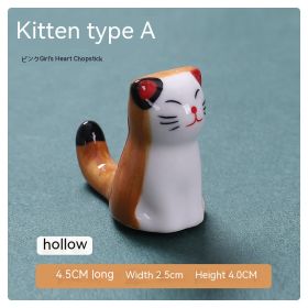 Cartoon Japanese Style Cute Animal Small Ceramic Ornaments Household Chopstick Holder (Option: 01 Kitty)