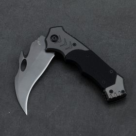 Outdoor Cutting Blade Folding Tactical Knife High Hardness (Color: black)