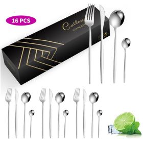 Stainless Steel Knife Fork And Spoon Set (Option: 410 Portugal 16 Piece Set-Natural Color)