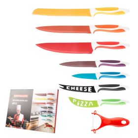 Stainless Steel 8-piece Knife Set Kitchen Household Macaron Color Gift Set Multi-purpose Knife (Option: Macaron Knives 8 Piece Set)