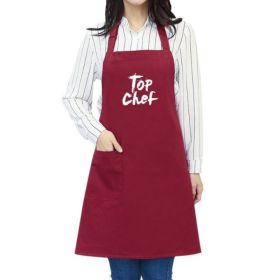 Pure Cotton Kitchen Apron Coffee Shop Supermarket Work Clothes (Color: Red)