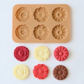 Cute Chocolate Three-flower Silicone Mold (Option: 150x220x9mm-Light Brown)