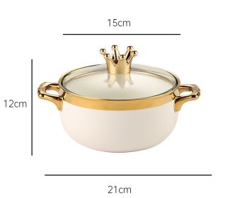 Instant Noodle Bowl Ceramic Dormitory Soup Bowl With Lid Household (Option: Platinum)
