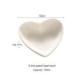 Creative Pure White Ceramic Heart-shaped Plate Bowl Western Cuisine (Option: 5 Inch Peach Heart Bowl)