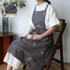 Simple Embroidery Cotton Household Kitchen Apron (Option: Embroidery Dark Gray)