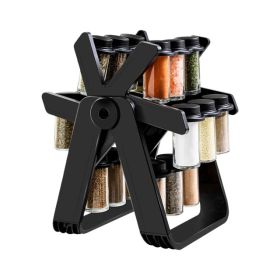 Kitchen Storage Tank Rotating Ferris Wheel Seasoning Rack (Color: black)