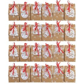 Christmas 6 Laser Card Biscuit Candy European Kraft Paper Snowflake Bag (Option: 24 Pieces Collection)