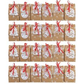 Christmas 6 Laser Card Biscuit Candy European Kraft Paper Snowflake Bag (Option: 24 Pieces Collection)