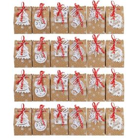 Christmas 6 Laser Card Biscuit Candy European Kraft Paper Snowflake Bag (Option: 24 Pieces Collection)